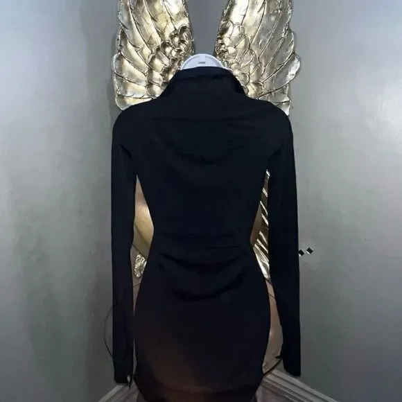 Sexy MistressRocks MARQUIS Black Long Sleeve Mini Dress - Picture 5 of 12